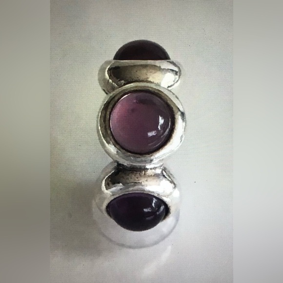 Authentic Retired Pandora Sterling Silver Amethyst Twilight Kiss Cabochon Spacer - Picture 3 of 3